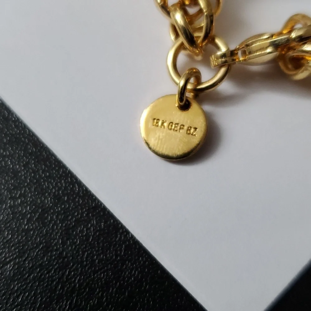 Stamped 18K Gold Rope Twisted Rope Italian Plated Necklace - Picture 6 of 6
